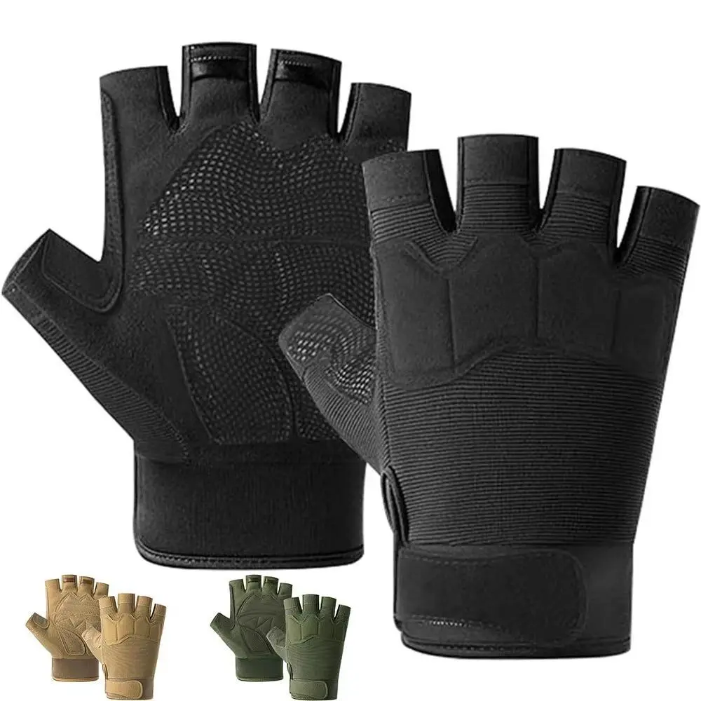 Solid Half-Finger Gloves with Padded Protection, Enhanced Friction Grip for Cycling & Weightlifting, Unisex Sizes S, M, Fitness Accessories, Workout Accessory