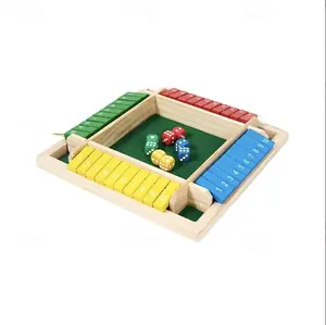 4-Player Flip & Roll Dice Challenge Board - Wooden Game for Family Fun Educational Portable Ideal for All Ages Perfect Gift for Game Nights Tablegame