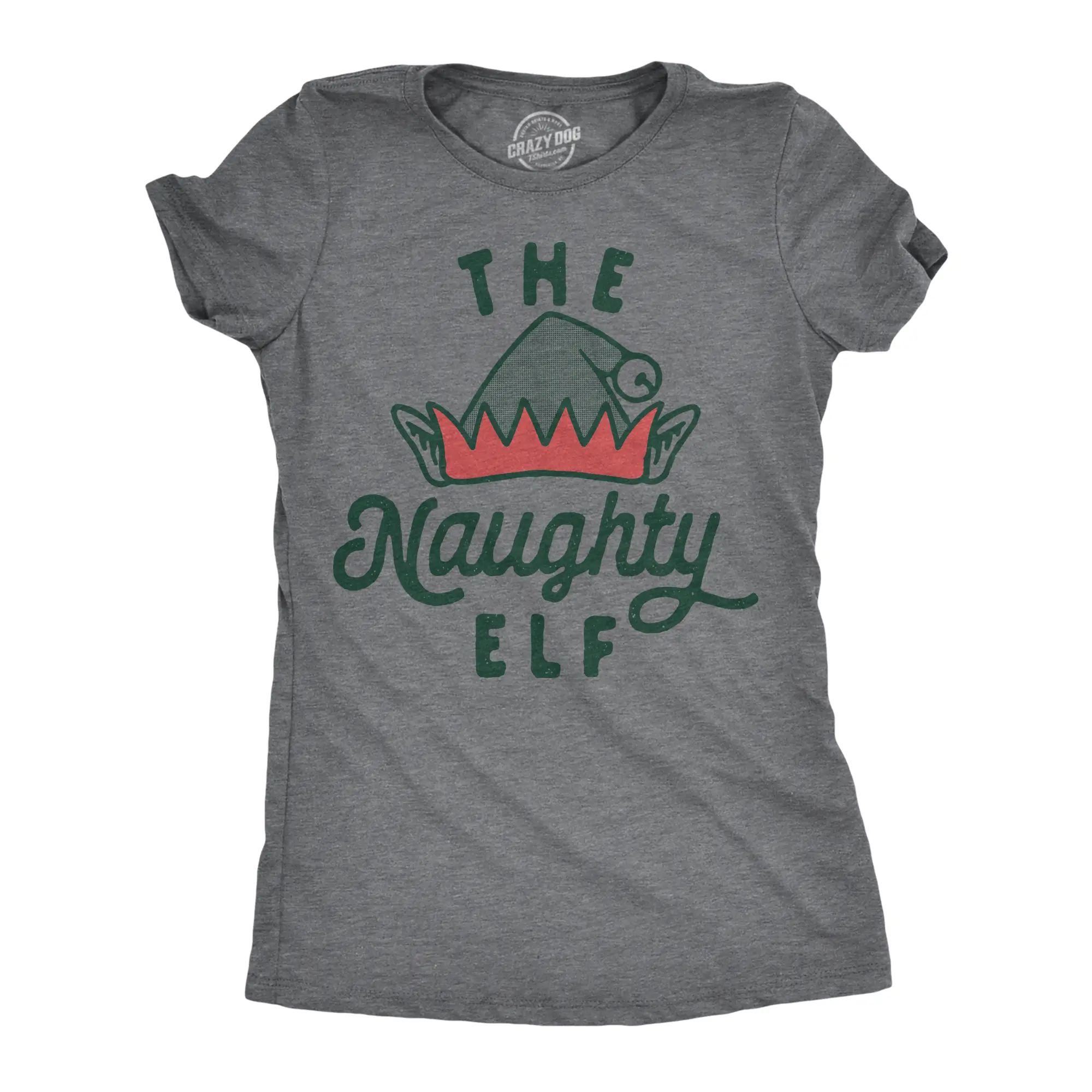 Womens The Naughty Elf T Shirt Funny Bad Behavior Xmas Elves Joke Tee for Ladies Funny Womens T Shirts Cute Vintage Fashion Casual Ladies T-Shirt Gift Christmas Tops for Women Funny Sarcastic Top Women's Dark Grey