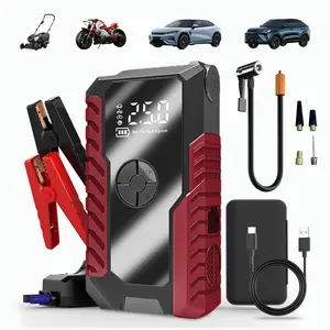 Portable Car Jump Starter with 150PSI Air Compressor, 12V Battery Booster Up to 8.0L Gas/6.0L Diesel, LED Emergency Light & USB Charging，Automotive Tools