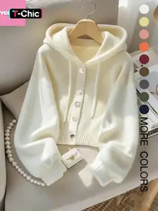 Autumn & Winter New Soft Comfortable Hooded Knitwear, Lazy Style Unique Casual Fashion Cardigan, Elegant Long Sleeve Top