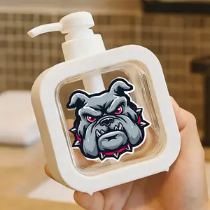Bulldog-Themed Pump Dispenser - Cartoonish Mascot-Style Bottle with One-Touch Push-Pump - Refillable Soap, Dishwashing Liquid Container for Kitchen & Bathroom - Durable Plastic, Eye-Catching Design