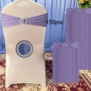 150pcs 160-180g/m2 Milk Velvet Fabric 13 Colors Elastic Lycra Spandex Stretch Chair Sashes Bands Bows Ties with Buckle for Chair Covers And Tablecloth Decor, Suitable for Weddings, Universal Ceremony, Banquets, Birthday Parties And Over 50 Scenarios.