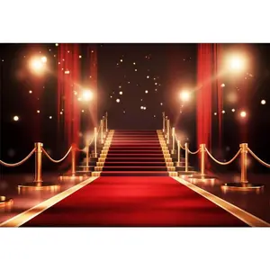 Red Carpet Backdrop 8x6ft Fabric Stage Award Ceremony Banner Fashion Show Photos VIP Party Decor Movie Night Backdrop Red Carpet Birthday Banner Graduation Senior Background