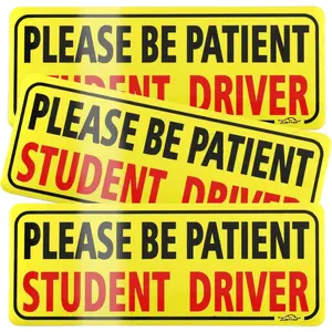 3pcs Student Driver Magnet for Car, Please Be Patient Student Driver, New Drivers Sticker Safety Warning, Magnetic Reflective Rookie Driver Bumper Sticker (Black&Red)