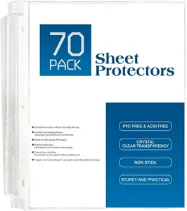 70Pack Sheet Protectors, Clear Heavy Duty Plastic Page Protectors for 3 Ring Binder, Top Loading Sheet Protectors 8.5 x 11" for Photo, Paper, Document Protector
