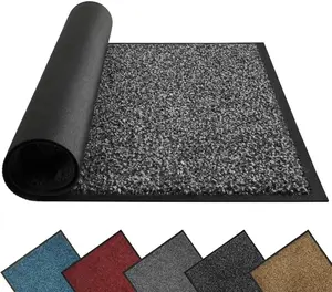 Front Door Mat, Dirt Trapper Welcome Mat for Outdoor Indoor, Non-Slip Waterproof Doormat, Durable Machine Washable Low Profile Entry Rug for Back Door Outside Patio Porch, 29.5" x 17", Grey
