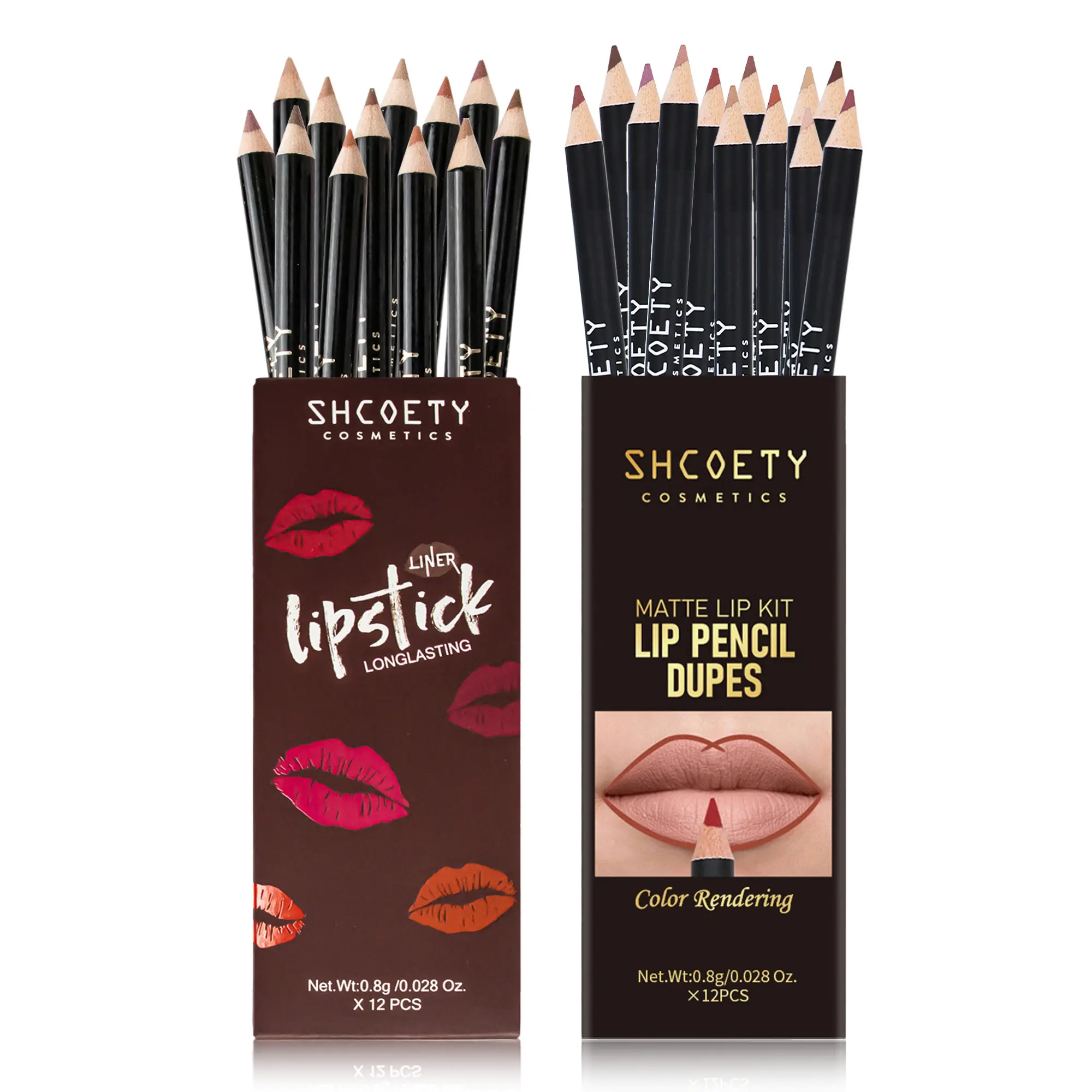 Women's 2-Piece Cosmetic Kit: 24 Matte Lipstick & Lip Contour Pencils for Fuller Lips, Creamy Smooth Defining Tools, Long-Lasting Makeup with Eyeliner
