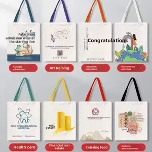 Custom Canvas Bag Pattern Text Logo Crossbody Handheld Ribbon Printed Blank Eco-friendly Canvas Bag DIY Customization