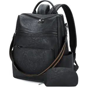 Vegan Leather Laptop Backpack for Women 15.6 Inch Work Backpack Purse for Travel College