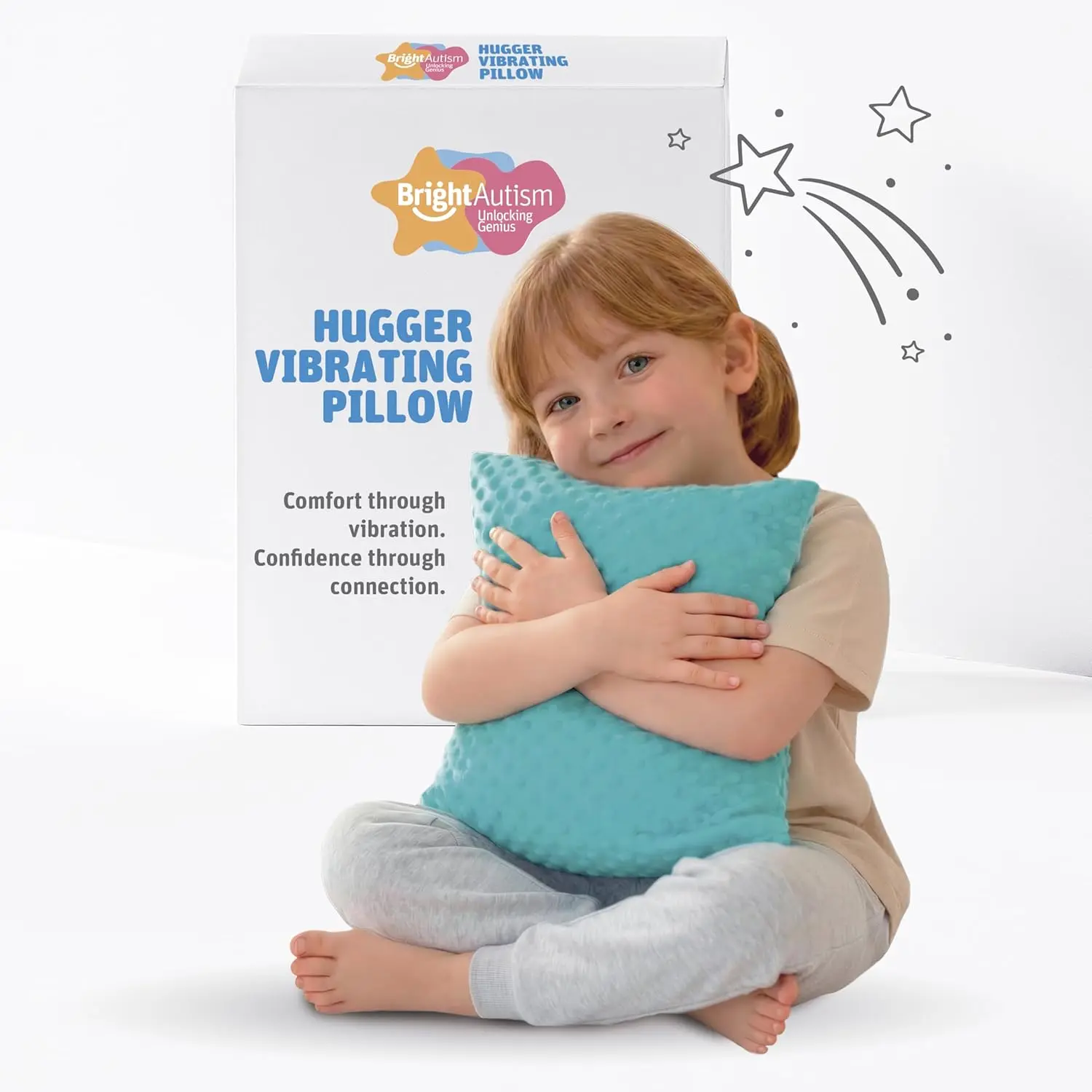 Autism Hugger Pillow for sensory needs — calming vibrating pillow for kids’ therapy, a relaxing tool that helps children soothe stress and anxiety; perfect sleep aid for a sensory room
