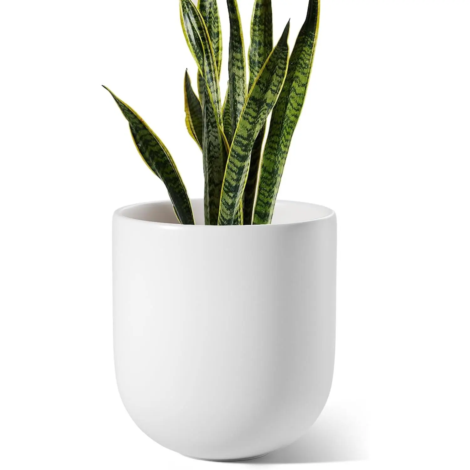 10 Inch  Pot, Ceramic Pots for  with Drainage Ho and Rubber Plug,  Pots Indoor for Olive Tree, Cylinder Planter Pot for  Patio Office, White