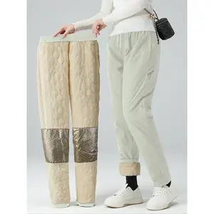 Women's Winter Fleece Lined Thickened Long Pants, Outdoor Sports Warm Casual Ski Pants with Zipper Pockets, Ideal for Winter Activities