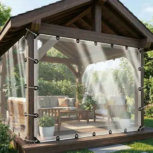 Heavy Duty Clear Vinyl Tarp - Waterproof & Weatherproof - Transparent Tarpaulin with Reinforced Grommets, High Light Power Transfer, Heat-Sealed Edges - Ideal for Greenhouse, Patio, Chicken Coop, Garden, Outdoor Equipment Protection