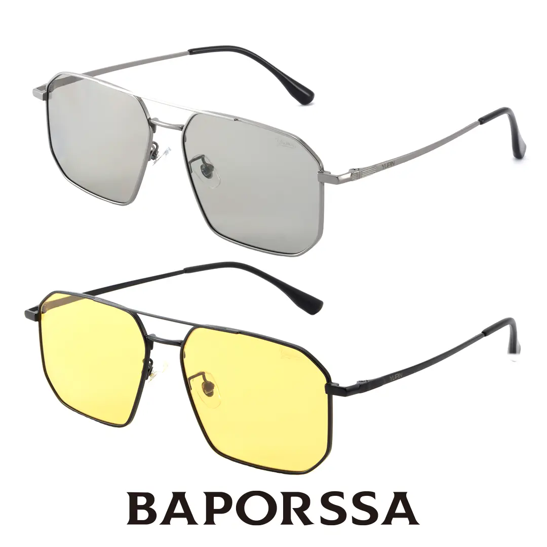 Men's Photochromic Polarized Sunglasses with Night Vision, Beta-Titanium Nylon Frames, Strong Light Protection