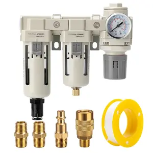 Air Filter Dryer 3/8 NPT Auto Drain+Semi-Auto Drain-Double Air Filters,Air  Regulator,Air Compressor Water Separator(0-150PSI)