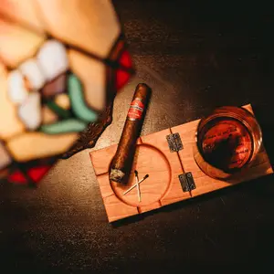 Custom Foldable Cigar Ashtray and Coaster, Hardwood, Gift for him, Gift for Dad, Cigar lover's, Whiskey lover's, Father's Day Gift