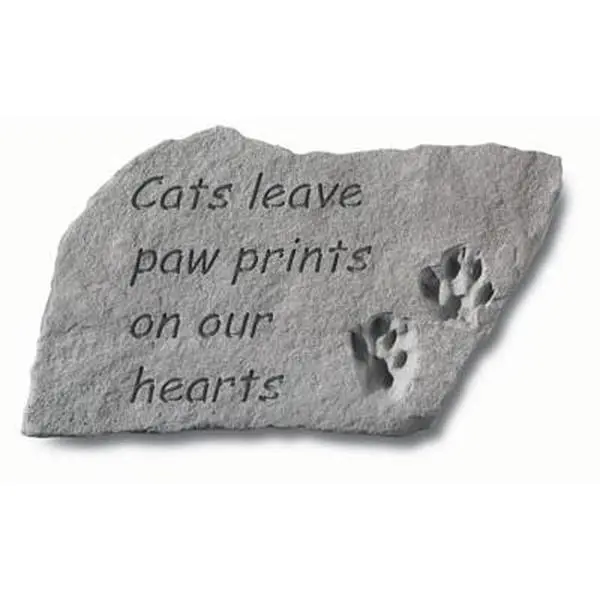 212 MAIN Personalized Weatherproof Cast Stone Cat Memorial Plaque - 14.5 in x 9.5 in, Paw Print Engraving, "Cats Leave Paw Prints On Our Hearts" Message, Rough Texture Outdoor Decor, Personalized Gifts