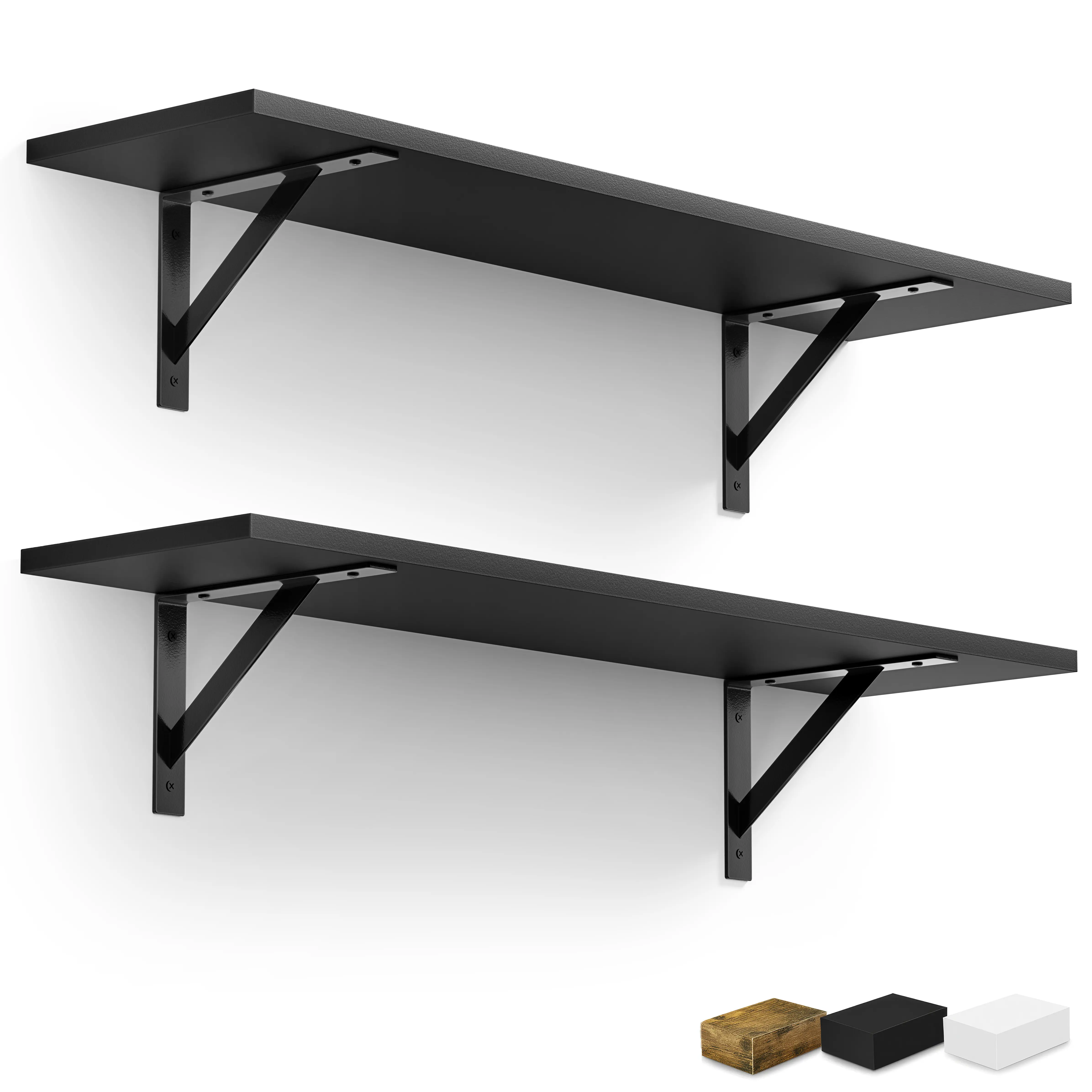 Sorbus Industrial Steel Wall-Mounted Shelf Set of 2 - Large & Extra Large Floating Shelves with Heavy-Duty Brackets, Engineered Wood Storage, 22 lbs Max Capacity, Easy Installation for Bedroom/Kitchen/Offices Decor