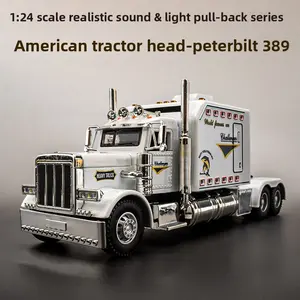 Large 1:24Alloy American Semi-Truck Model, Detailed Peterbilt 389 Tractor with Detachable Trailer, Heavy-Duty Simulation Vehicle, Collector's Display Gift for Adults & Kids 8+