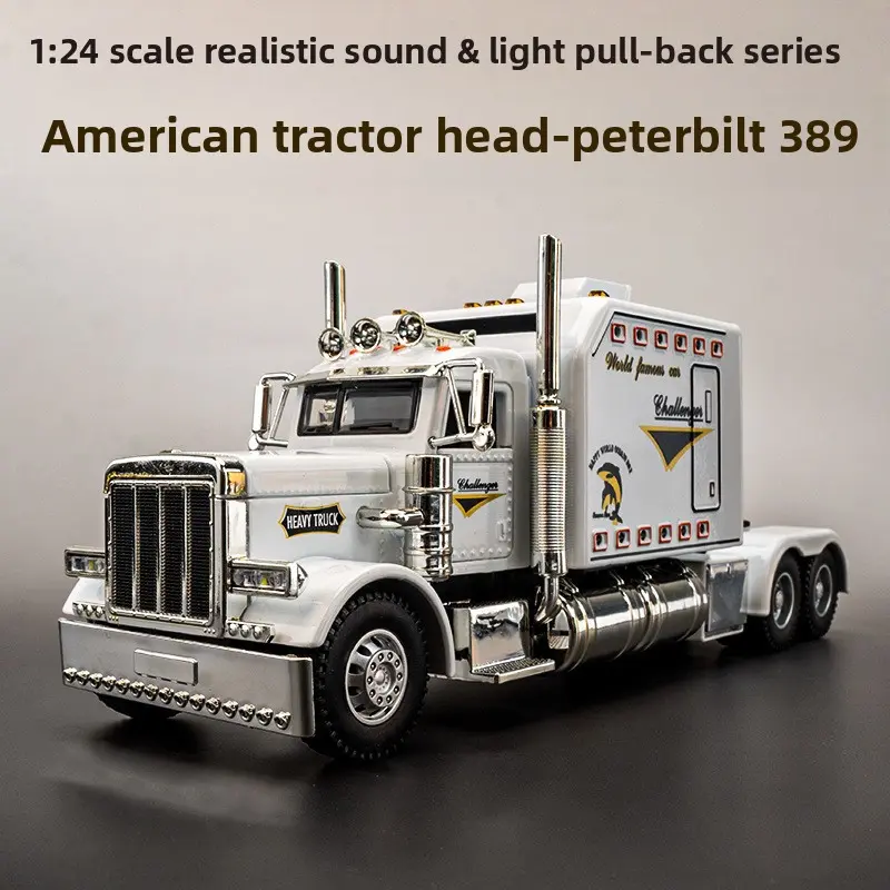 1:24 Scale Peterbilt 389 Semi-Truck Model with Detachable Trailer, Heavy-Duty Alloy Construction, Authentic Look, Built-in Cells – Collectible Toy Vehicle for Kids 8+ & Hobbyists, Realistic Scale Trucks, Scale Detail Trucks