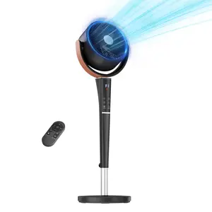 Bedroom Pedestal Fan, Quiet 20dB DC Air Circulator, 15 Speeds 5 Modes, 120° Oscillation, 12H Timer, 1050CFM Airflow, 37-45" Adjustable Height, LED Light, Standing Fan with Remote