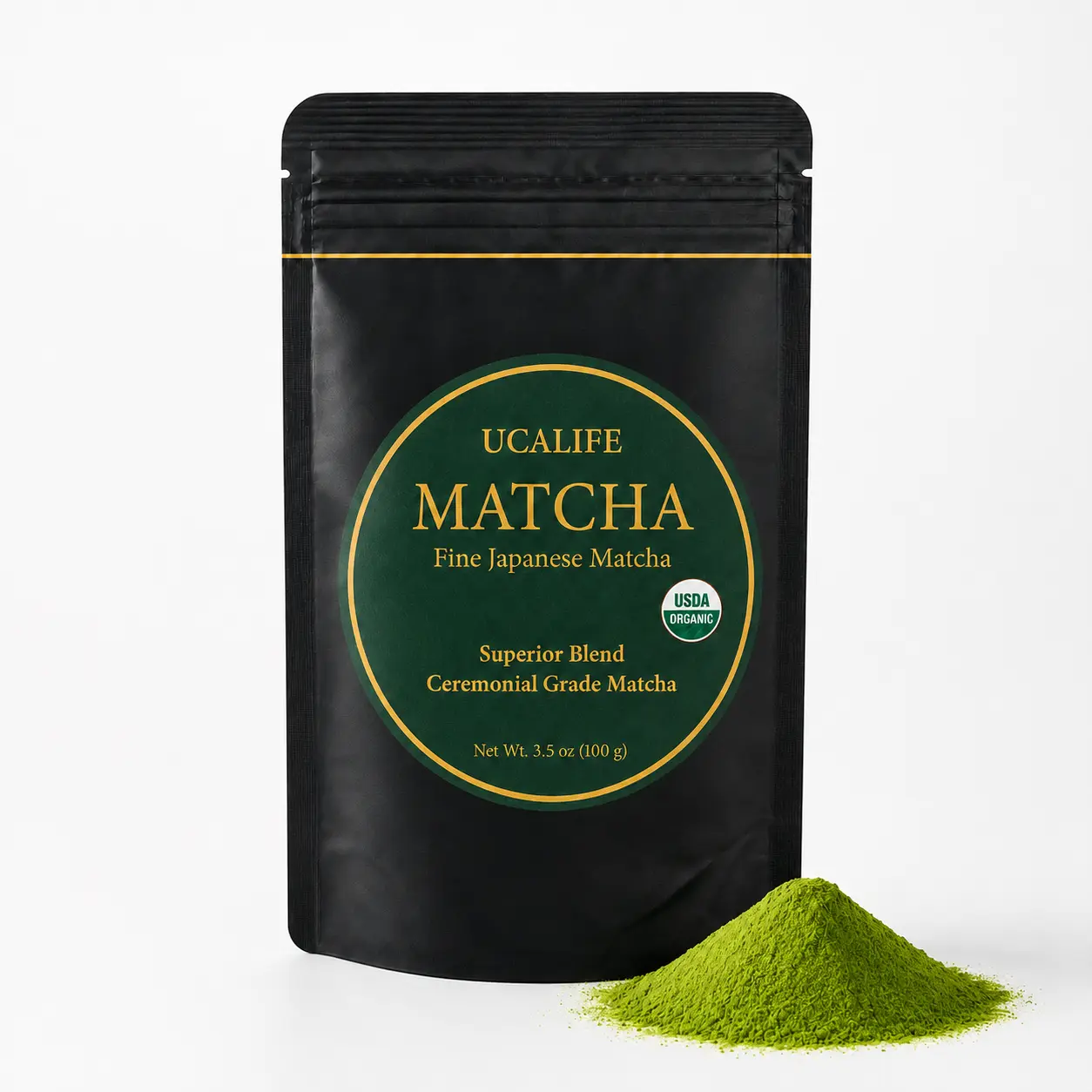UCALIFE Matcha Organic Ceremonial First Spring Blend – First Harvest Ceremonial Grade Matcha Green Tea Powder , Rich Flavo, Crafted For Matcha Straight Tea (100g / 3.5oz)