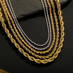 Hip-hop plain chain 2-8mm thick and dense stainless steel twisted chain