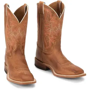 AUSTIN DISTRESSED COGNAC Cowboy Boots with Embroidered Design and Comfortable Sole for Western Wear