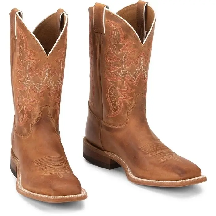 AUSTIN DISTRESSED COGNAC Cowboy Boots with Embroidered Design and Comfortable Sole for Western Wear