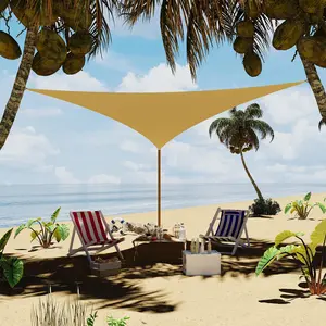 Garvee UV Block Triangle Sun Shade Sail - Outdoor Patio Canopy Awning, Breathable & Durable for Backyard, Deck, Garden, Yard - Easy Install, Sand Color, 12x12x12FT
