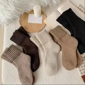 5 Piars Women's Winter Warm Socks, Thick Mid-Calf Socks, Comfortable Casual Socks, Christmas Gift, 5 Pairs, Pure Color, Soft and Cozy