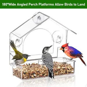 Detachable Acrylic Transparent Feeder, Window Bird Feeder, Bird Feeder House, Bird Feeding Container, Durable & Easy Clean Design, Ideal for Outdoor Use, Pet Supplies