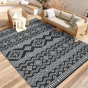 Waterproof Outdoor Rug,Reversible Plastic Straw Area Mat,Indoor Outdoor RV Mat Carpet for Deck, Camper, Porch, Balcony, Backyard, Picnic,Easy Clean