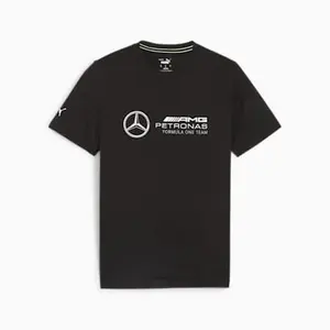 Mercedes Benz AMG Petronas F1 Puma Men's Large Logo T-Shirt - Black/Silver/Green