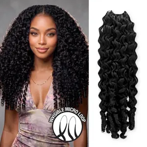 Uniq 100% Human hair Seamless Pre-Separated Feather Crochet Burmese Curl (14"-18") (60g)
