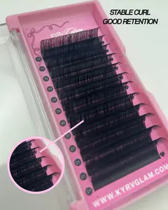 Kyrv Glam Lash Trays - Cashmere Individual Eyelashes 0.03 Thickness D Curl for Natural Look & Easy Application Stable Curl Good Retention