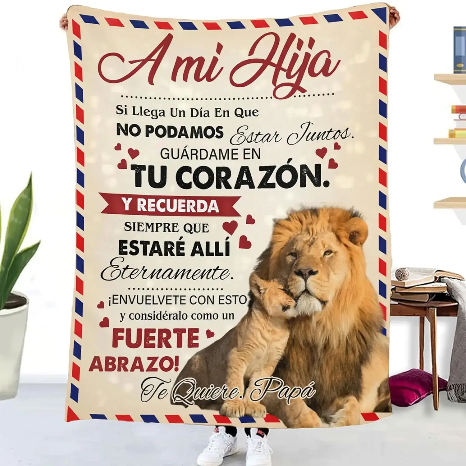 Personalized Spanish Blessing Message Soft Comforter - Custom All Seasons Blanket with Soft Touch, Fluffy Surface for Home Snuggles, Graduation Gift for Papa, Sofa Blanket for Son/Daughter