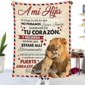 Personalized Spanish Blessing Message Soft Blanket Comforter - Custom Cozy Warm Blanket Gifts for Papa’s Graduation Son/Daughter, Winter Throw for Bed & Sofa