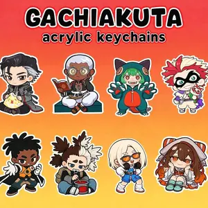 GACHIAKUTA Acrylic Keychains, Amo, August, Guita, and Dear Santa keychains fanmade
