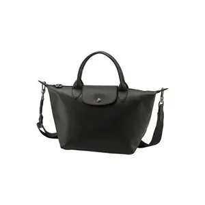 Longchamp Le Pliage Xtra 25 Snap Zipper Closure Leather Shoulder Crossbody Handbag Small Women's Black