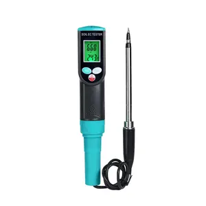 Soil EC Meter 2-in-1 Porfessional Plants EC Temperature Tester Meter with Corded Sensor, Backlight LCD Display, Temperature Compensation, Easy Calibration for Soil Plants Lawn Nutrient Test