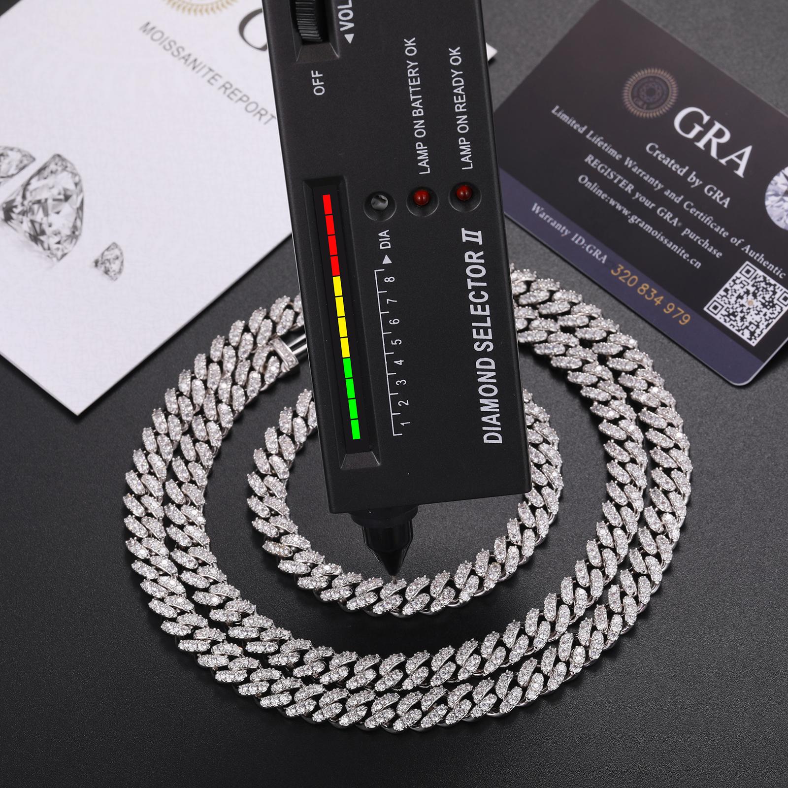 【#CMN3】8mm New Arrival VVS Lab-Created Moissanite Iced Out Copper Moissanite Cuban Chain Miami Chain Fashion Trend  Hip Hop Rapper Jewelry