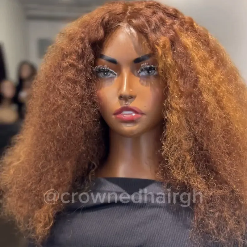 CrownedHair 100% Human Hair 13x4 Glueless Frontal Wig - 14 Inch Curly Lace Frontal for Natural Hairline & Versatile Parting