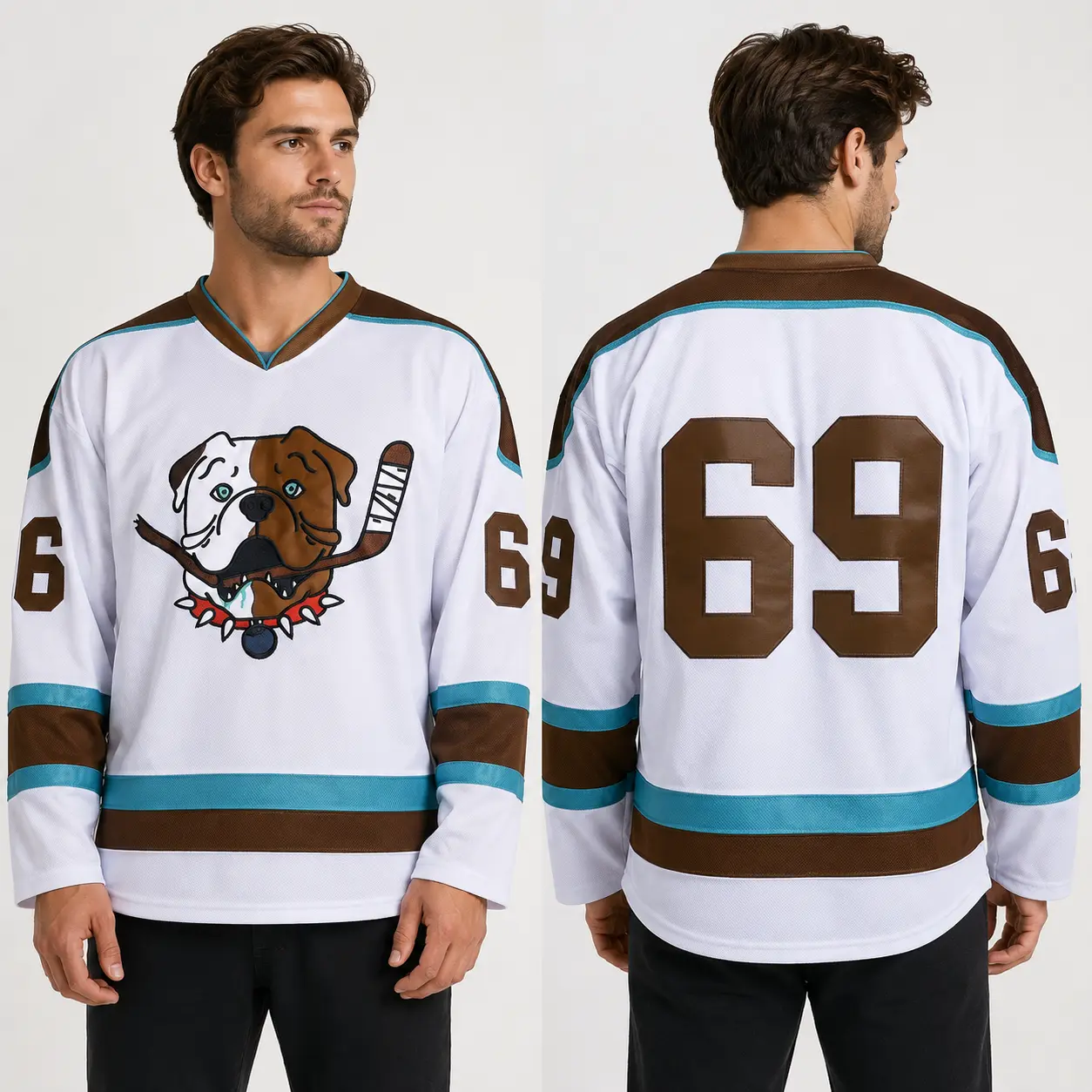 JKNAKN Men's #69 Shore Sudbury Blueberry Bulldogs Embroidered Hockey Jersey - Casual, Breathable, Comfortable, with Distinctive Design Patterned Numbers & Names, Suitable for Hockey