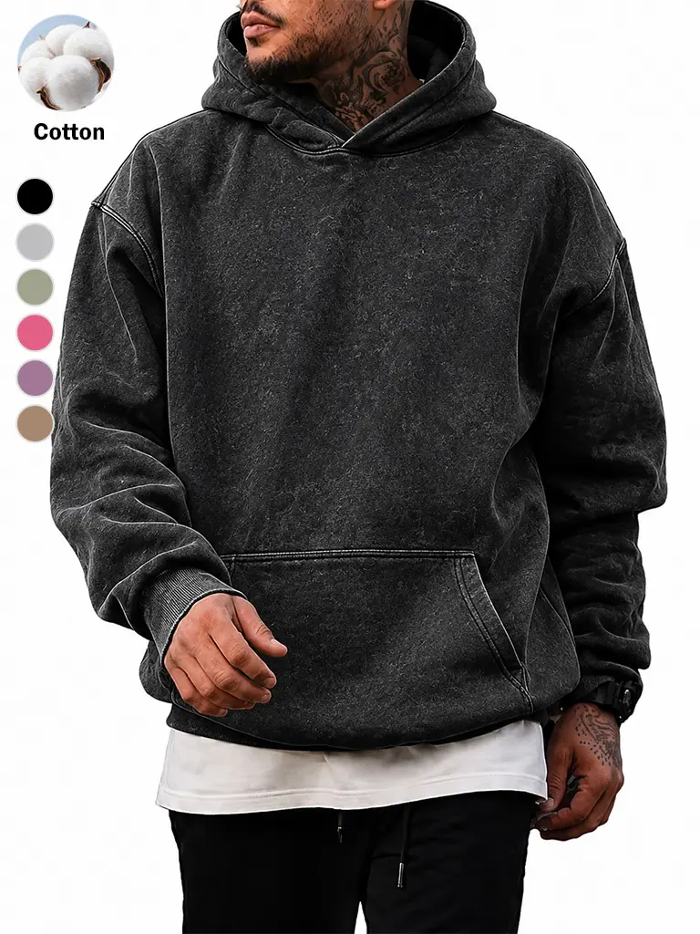 Mens Oversized Hoodies Pullover Women Fall Acid Wash Plain Preppy Hoodie Streetwear Cotton Vintage Hooded Sweatshirt, Menswear,Casual top,long Sleeve men's wear
