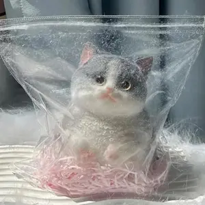 Cute Cat Soft Squeeze Toys Silicone With Flocking Surface Stress Relief Toy Slow Rebound Cat Pinching Toy Birthday Gift