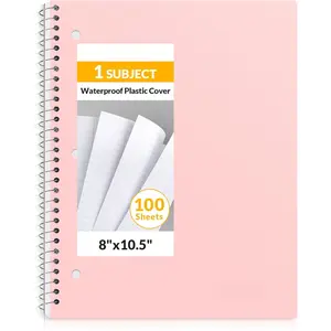 Spiral Notebook, 1-Subject, College Ruled Paper, 8" x 10-1/2", 100 Sheets per Notebook, 3-Hole Punched Paper, Water Resistant Cover, Double-sided Pockets, Spiral Lined Notebooks for Work,