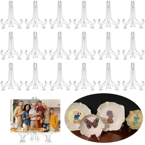 Clear Plastic Easels or Stand/Plate Holders to Display Pictures or Other Items at Weddings, Home Decoration, Birthdays, Tables