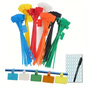 250 Pieces Self-locking Plastic Nylon Cable Ties Colored Label Style Nylon Zip Tie with 1 Marker Pen and 1 Label Beauty & Personal Care
